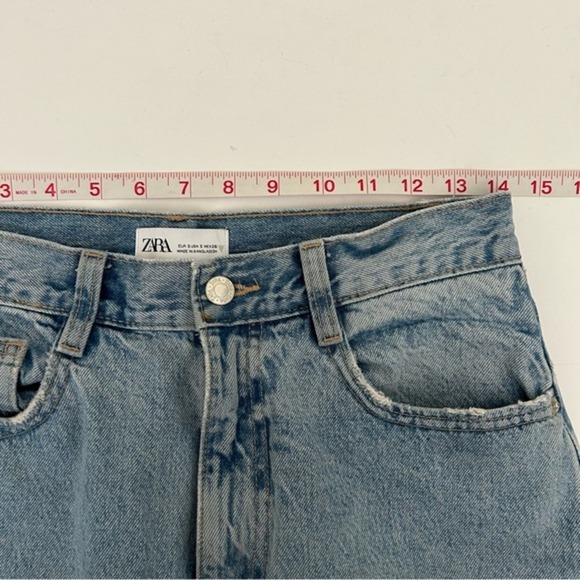 Zara Long Distressed Raw Hem High Waist Maxi Denim Jean Skirt Size Small - Picture 8 of 12